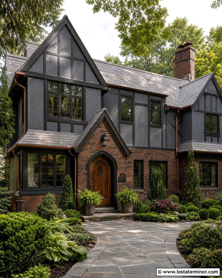Charcoal Grey Tudor With Bronze Window Frames - 30 Charcoal Grey House Design With Window Frames Ideas