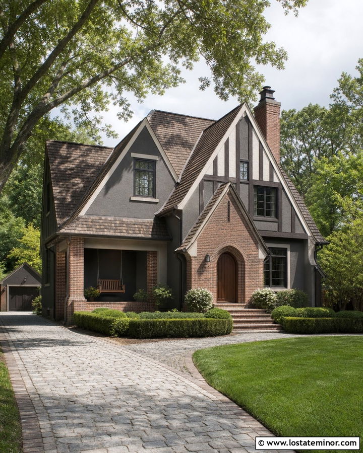 Charcoal Grey Tudor With Oak Swing - 30 Charcoal Grey House Design With Swing Ideas