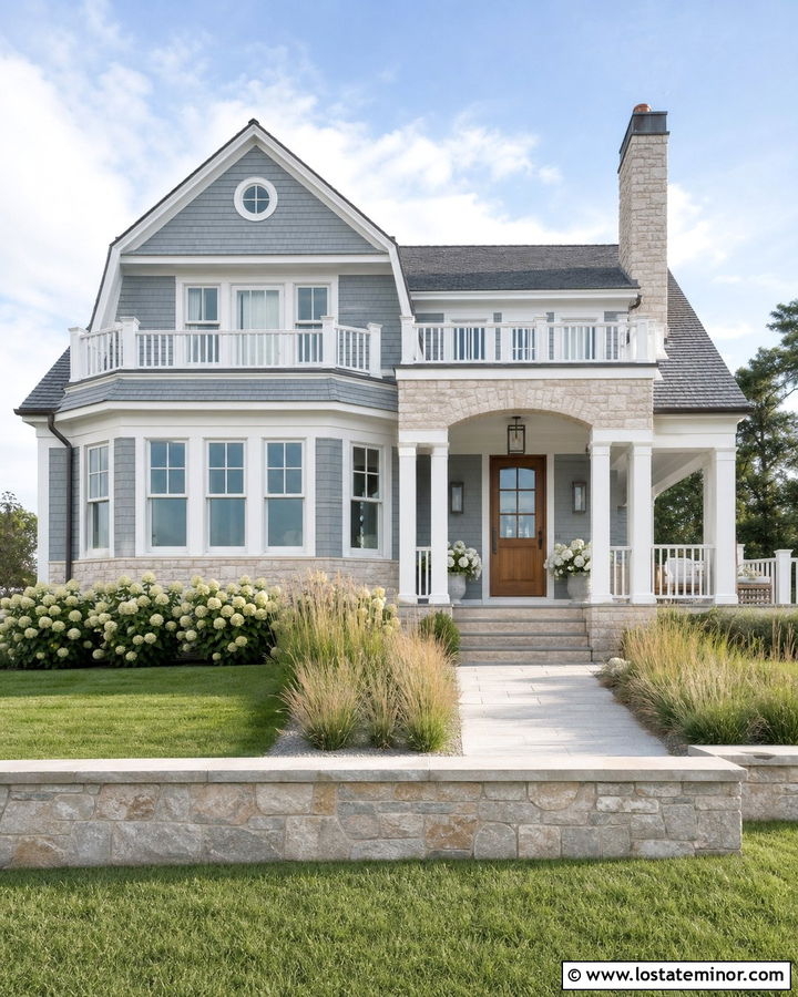 Coastal House With White Stone Accents - 30 Stone House Design With Stone Accents Ideas