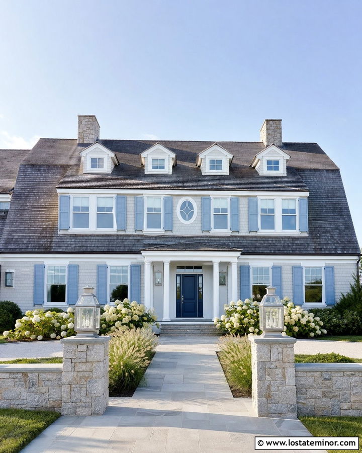 Coastal Stone House With Nickel Lanterns - 30 Stone House Design With Light Fixtures Ideas