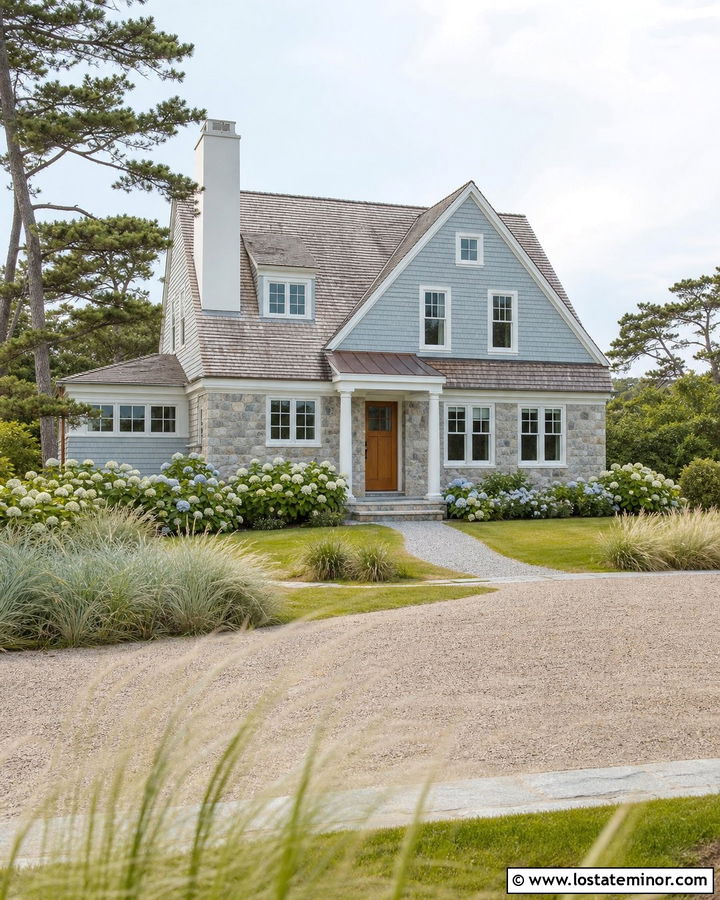 Coastal Stone House With White Chimney - 30 Stone House Design With Chimney Ideas