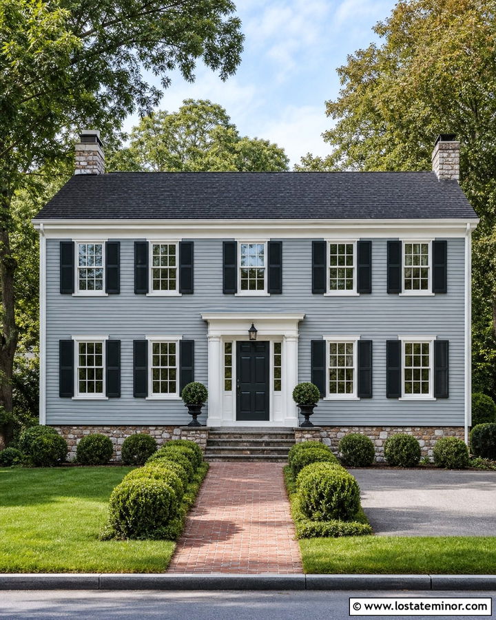 Colonial Siding And Fieldstone Base - 30 Stone House Design With Siding Ideas