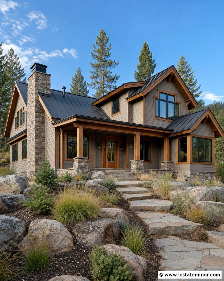 Colonnade Gray Greige House With Cedar Trim - 30 Greige House Design With Trim Ideas