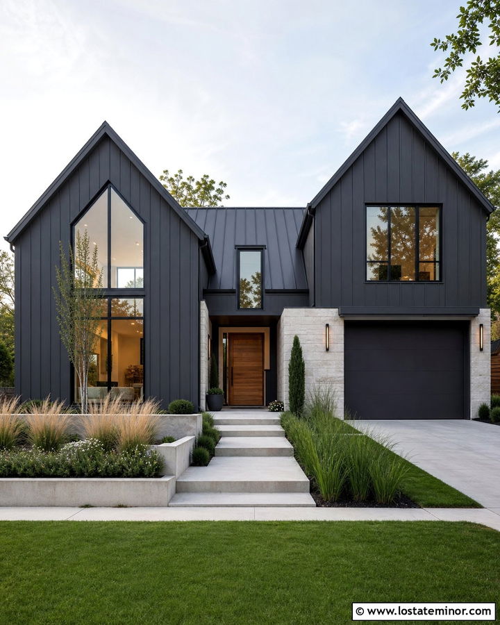 Contemporary Stone House With Clean Gables - 30 Stone House Design With Gables Ideas