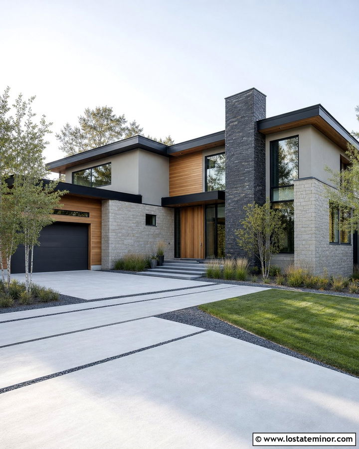 Contemporary Stone House With Floating Roof - 30 Stone House Design With Chimney Ideas