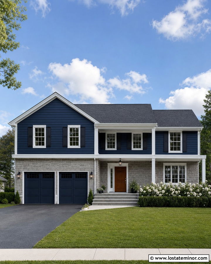Cool Stone House With Navy Trim - 30 Stone House Design With Trim Ideas