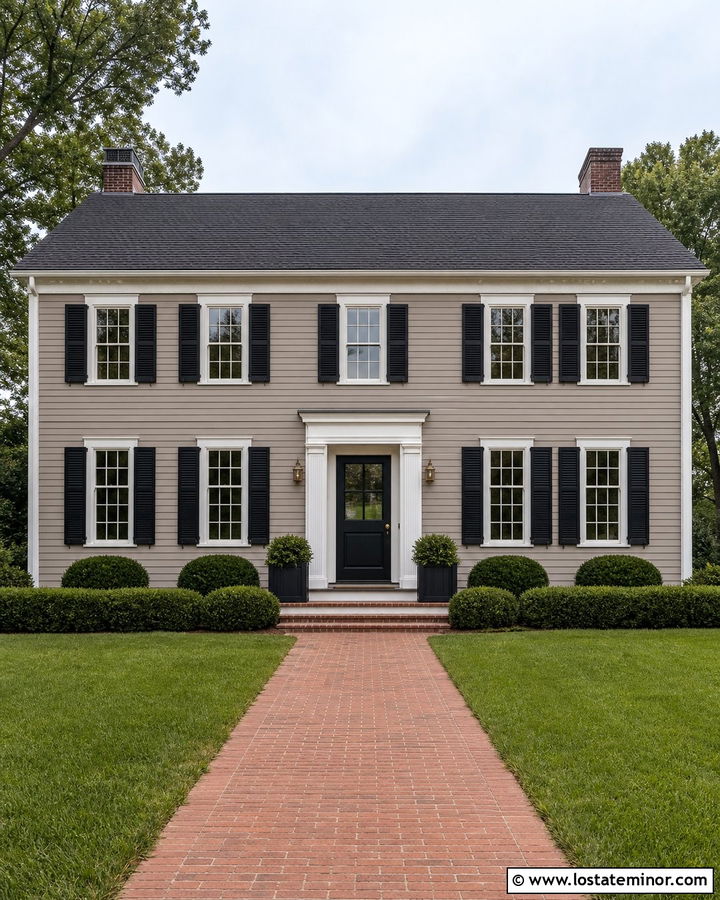 Cool Taupe Colonial With Black Dutch Door - 30 Taupe House Design With Dutch Door Ideas