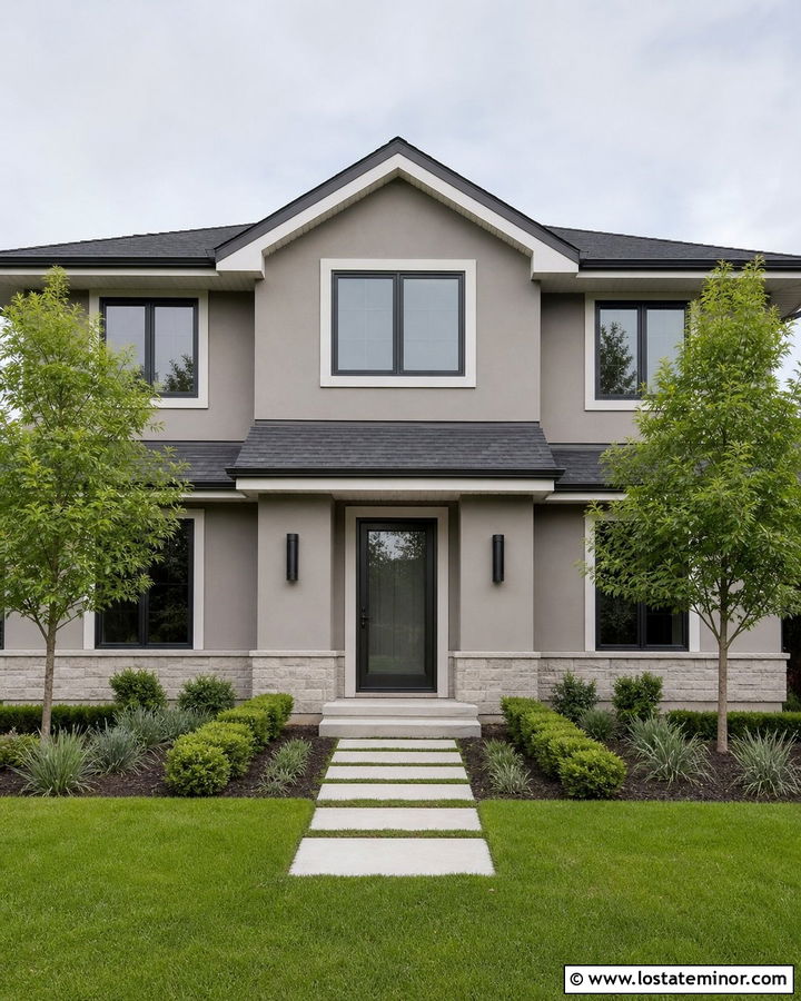 Cool Taupe House With Graphite Storm Door - 30 Taupe House Design With Storm Door Ideas