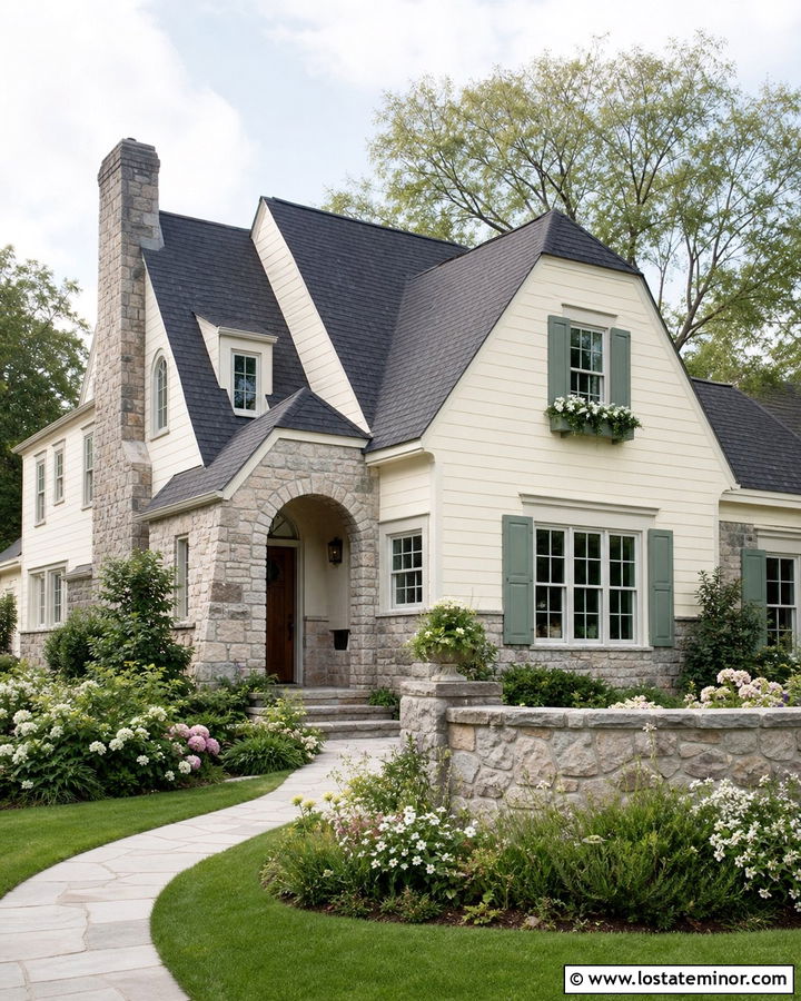 Cottage House With Rustic Stone Facade - 30 Stone House Design With Stone Accents Ideas
