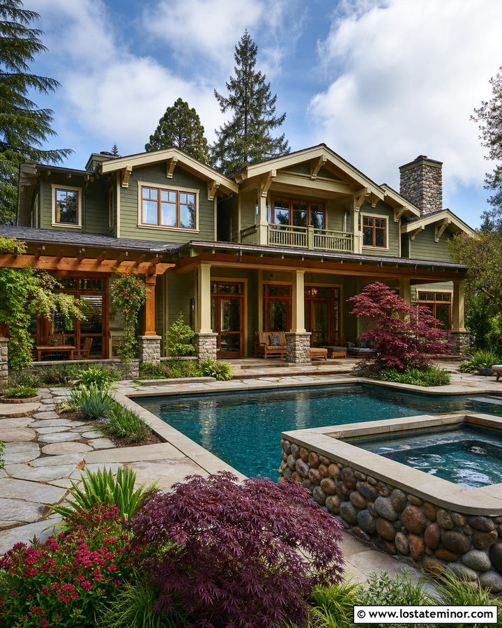 Craftsman Stone House With Pool And Spa - 30 Stone House Design With Swimming Pool Ideas