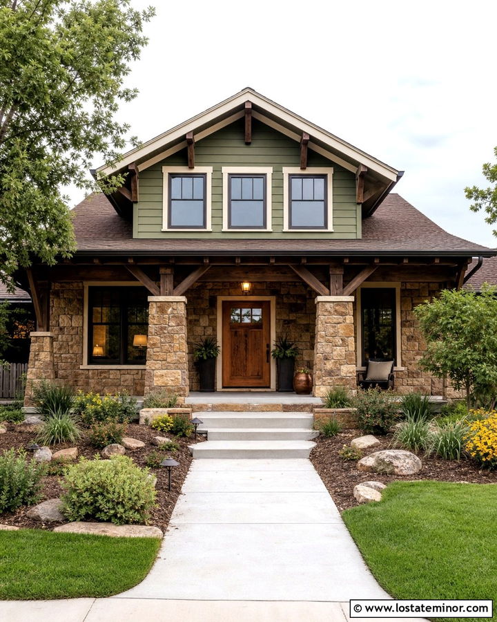 Craftsman Stone House With Wide Dormer - 30 Stone House Design With Dormers Ideas