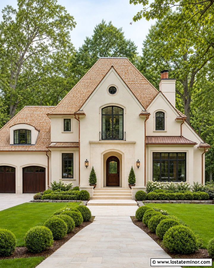 Cream Beige House With Cedar Shake Roof - 30 Beige House Design With Cedar Shake Ideas