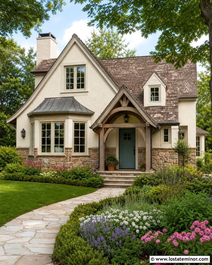 Cream Cottage With Rustic Stone Wainscoting - 30 Stone House Design With Wainscoting Ideas