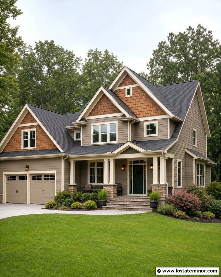 Dark Beige House With Natural Cedar Shakes - 30 Beige House Design With Cedar Shake Ideas