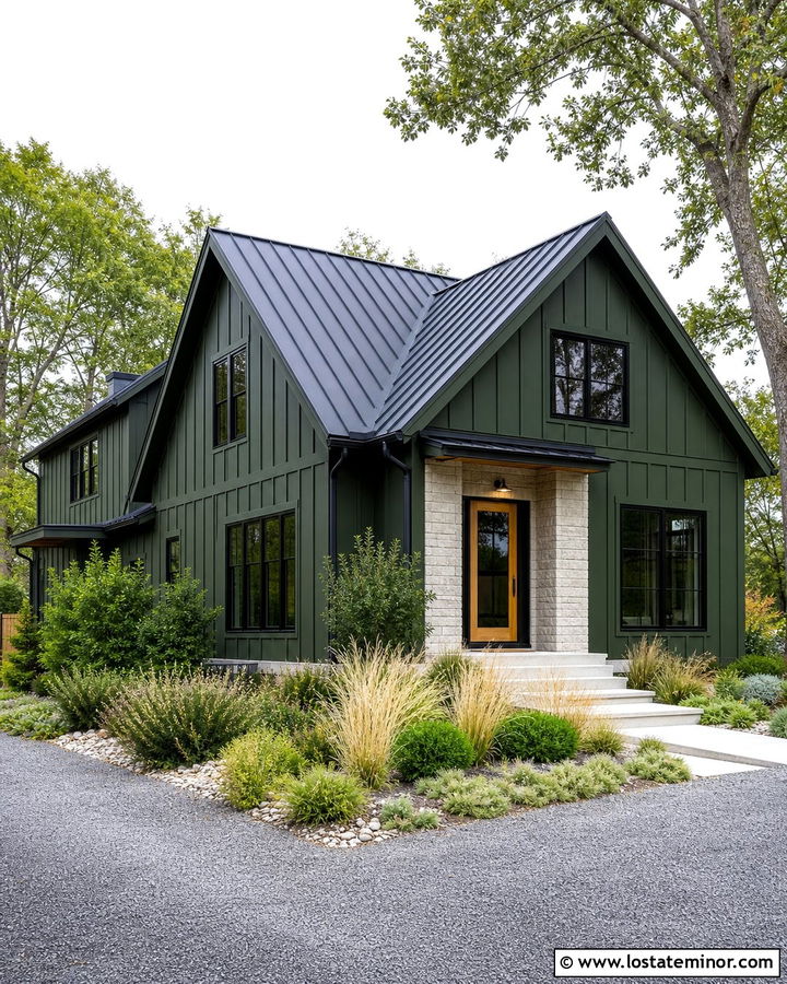 Dark Moss Green Board and Batten Exterior - 30 Moss Green House Design With Board and Batten Ideas