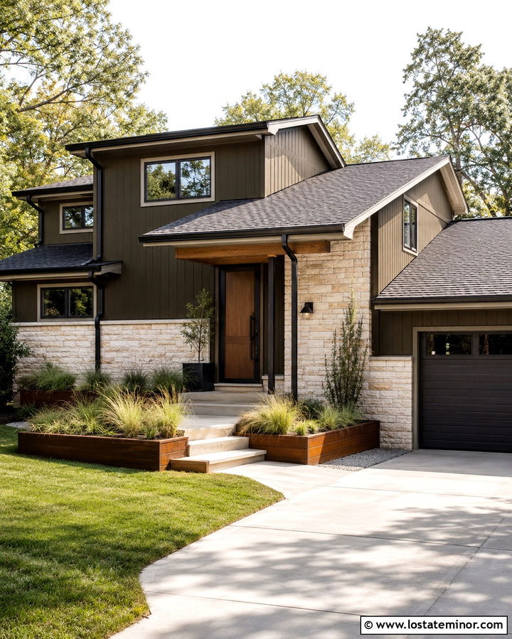 Dark Olive Green House With Black Screen Door - 30 Olive Green House Design With Screen Door Ideas