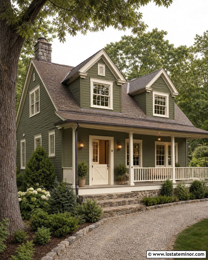 Dark Sage Green House With Cream Dutch Door - 30 Sage Green House Design With Dutch Door Ideas