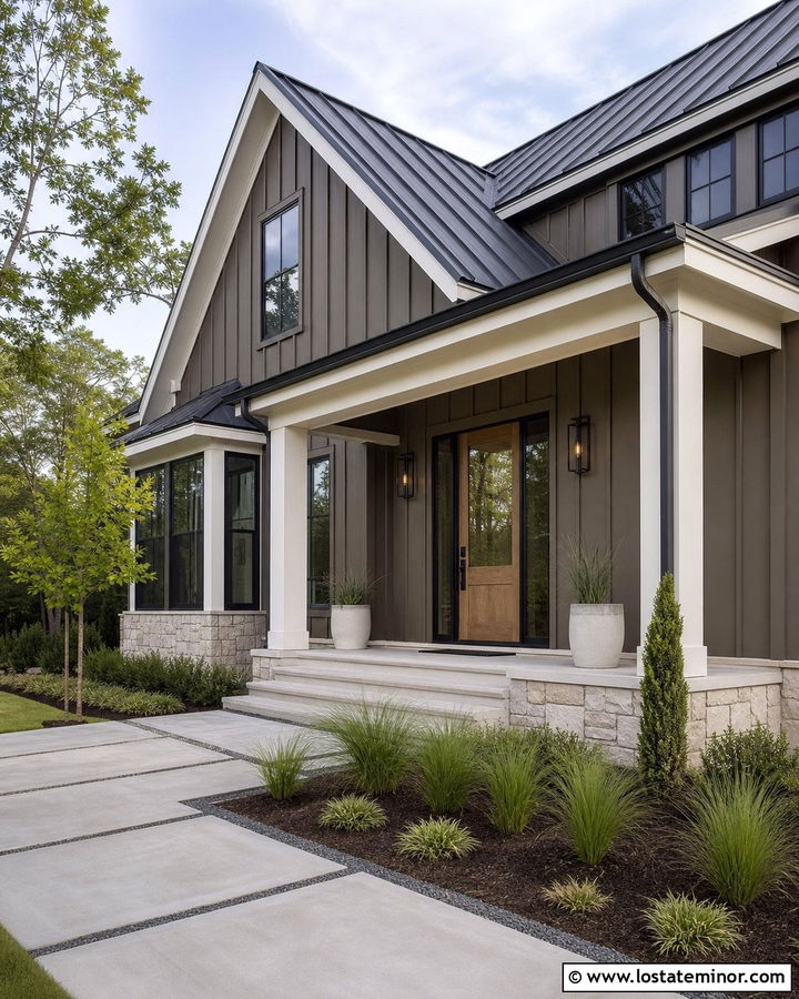 Dark Taupe House With Glass Storm Door - 30 Taupe House Design With Storm Door Ideas
