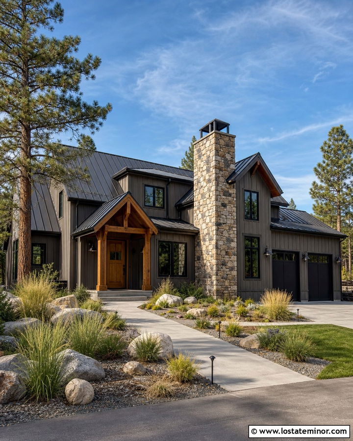 Dark Taupe House With Oil Rubbed Bronze Lights - 30 Taupe House Design With Light Fixtures Ideas