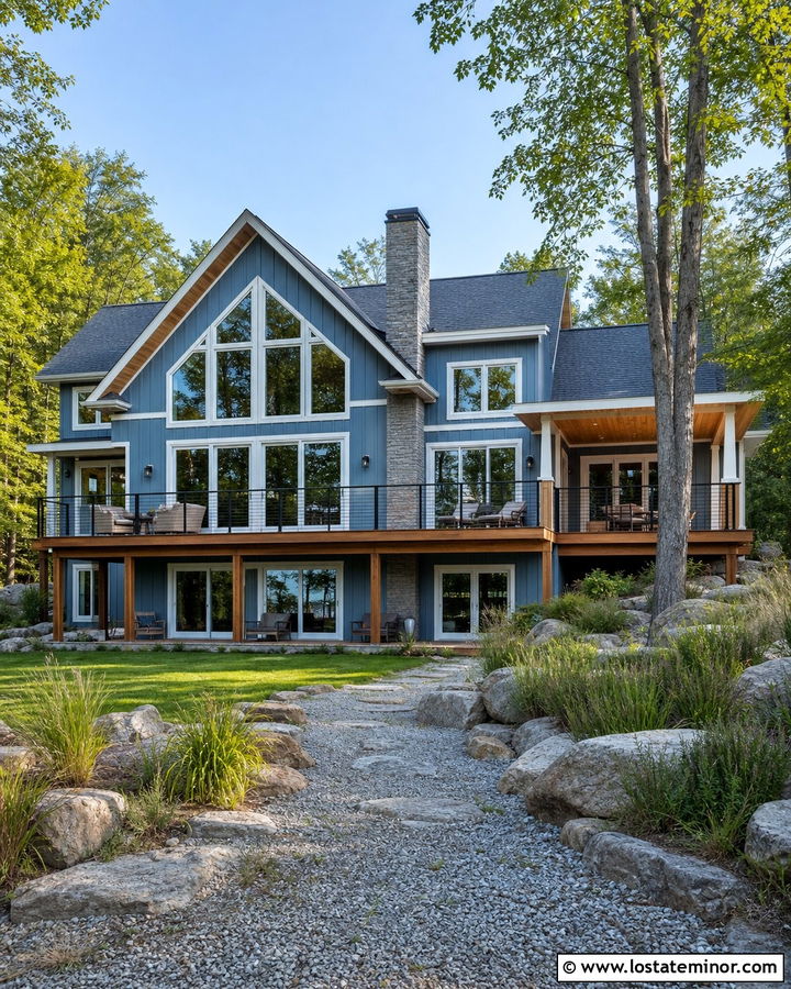 Denim Blue Board And Batten Lake House - 30 Denim Blue House Design With Board and Batten Ideas