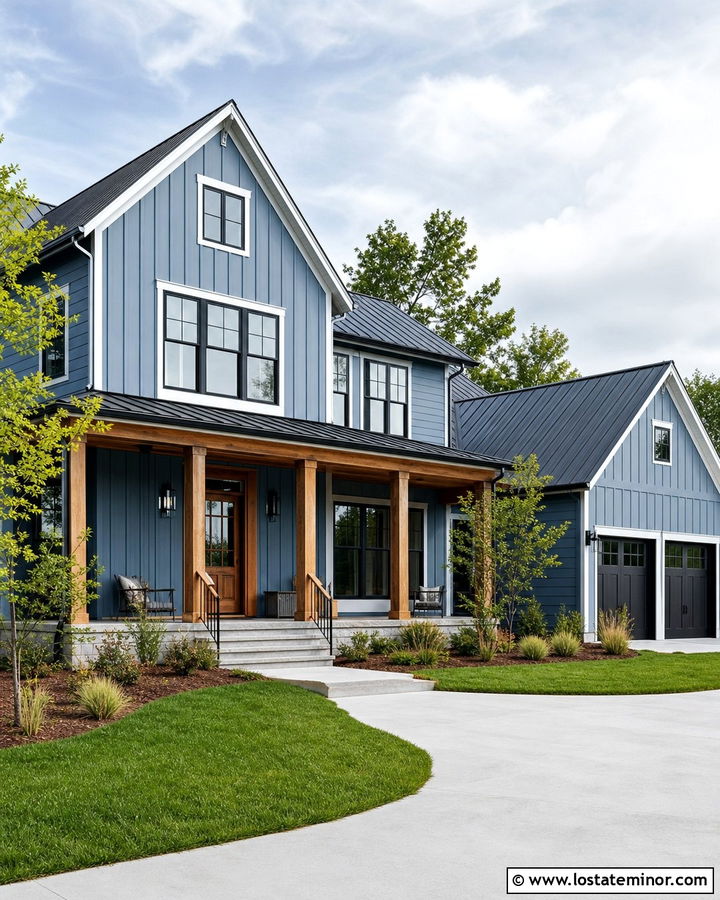 Denim Blue Board And Batten Modern Farmhouse - 30 Denim Blue House Design With Board and Batten Ideas