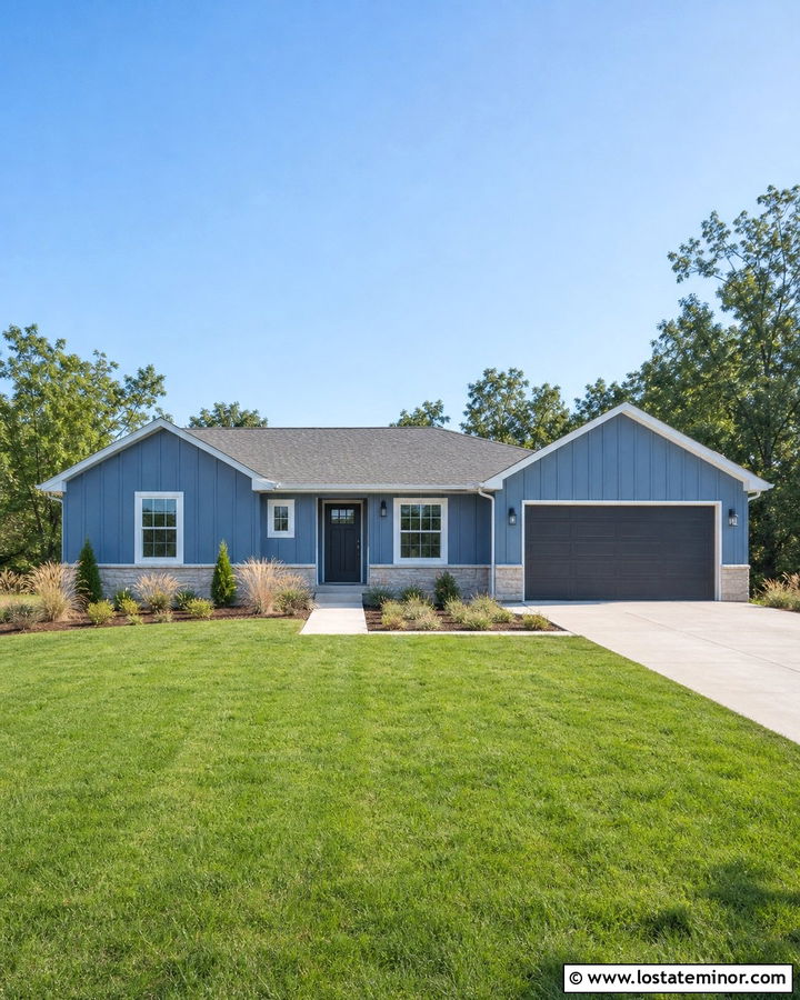 Denim Blue Board And Batten Ranch House - 30 Denim Blue House Design With Board and Batten Ideas