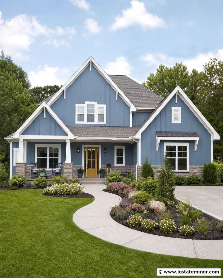 Denim Blue Board And Batten With A Gray Roof - 30 Denim Blue House Design With Board and Batten Ideas