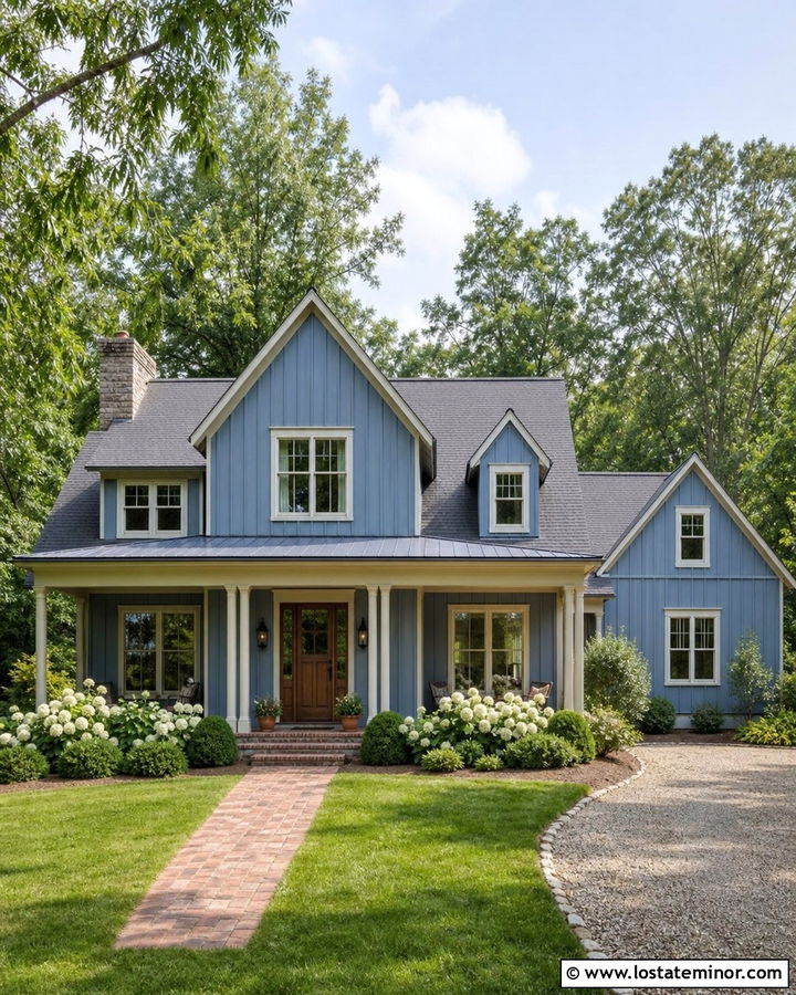 Denim Blue Board And Batten With Cream Trim - 30 Denim Blue House Design With Board and Batten Ideas