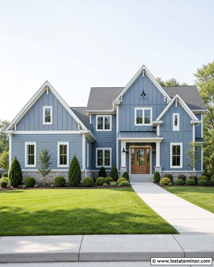 Denim Blue Board And Batten With Lap Siding - 30 Denim Blue House Design With Board and Batten Ideas