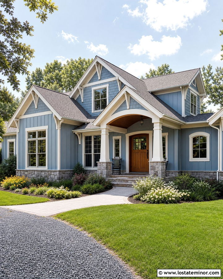 Denim Blue Board And Batten With Shake Gables - 30 Denim Blue House Design With Board and Batten Ideas