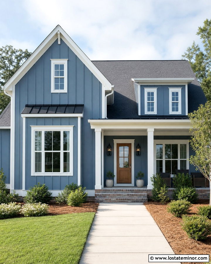 Denim Blue Board And Batten With White Trim - 30 Denim Blue House Design With Board and Batten Ideas
