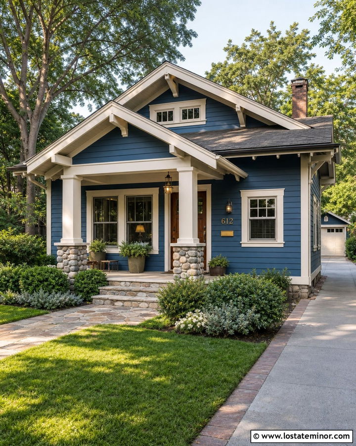 Denim Blue Bungalow With Brass Wall Mailbox - 30 Denim Blue House Design With Mailbox Ideas