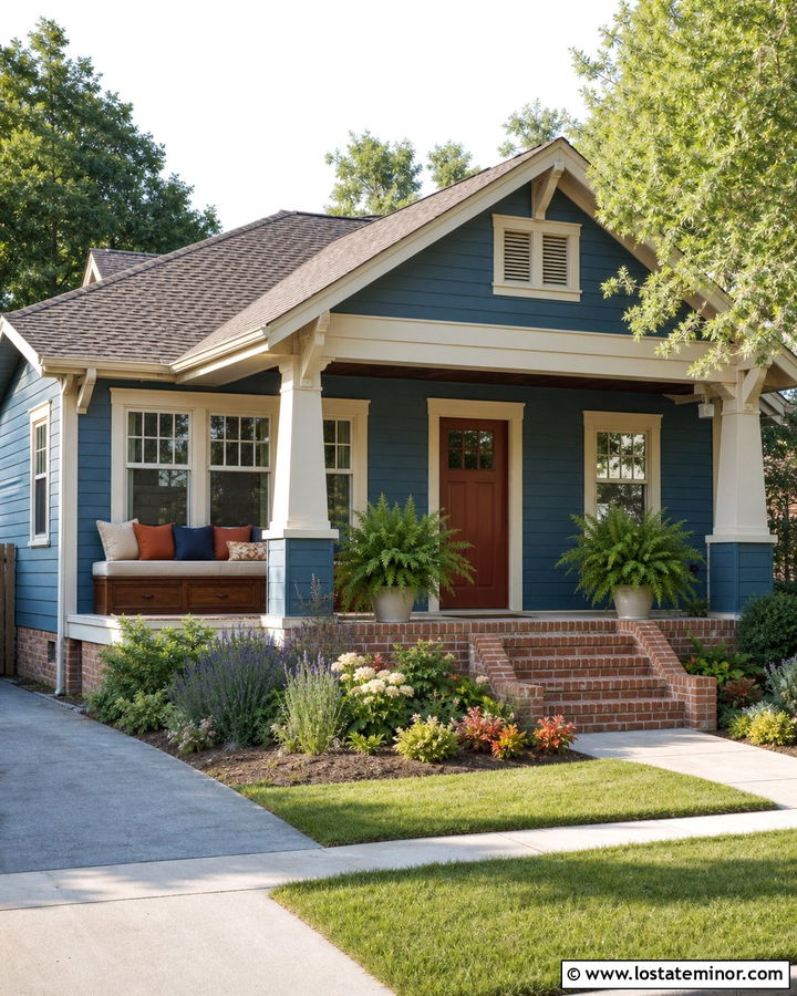 Denim Blue Bungalow With Built In Daybed - 30 Denim Blue House Design With Daybed Ideas