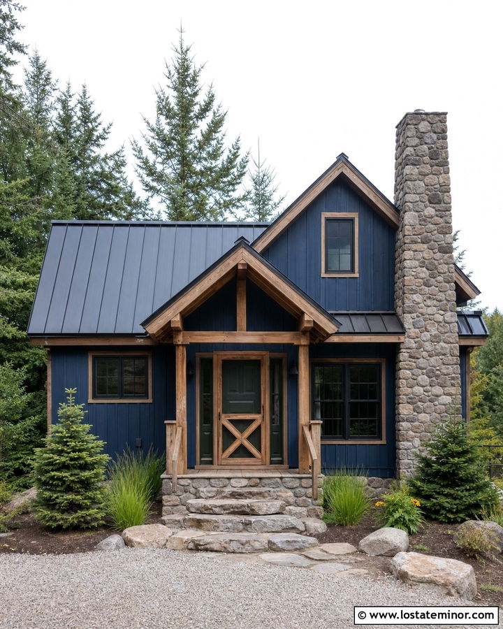 Denim Blue Cabin With Rustic Screen Door - 30 Denim Blue House Design With Screen Door Ideas