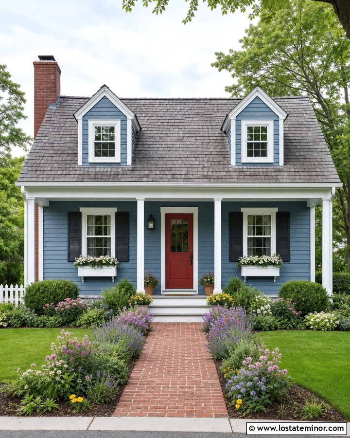 Denim Blue Cape Cod With Beadboard Porch Ceiling - 30 Denim Blue House Design With Porch Ceiling Ideas