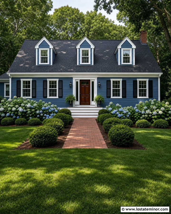 Denim Blue Cape Cod With Gabled Dormers - 30 Denim Blue House Design With Dormers Ideas