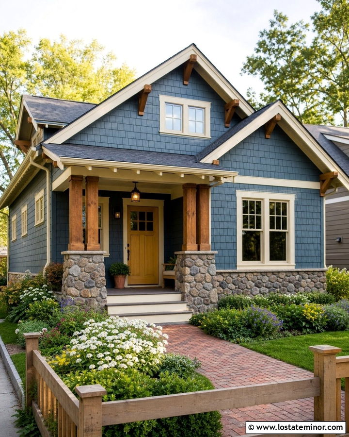 Denim Blue Cedar Shake Bungalow - 30 Denim Blue House Design With Cedar Shake Ideas