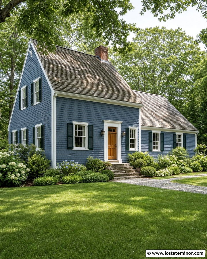 Denim Blue Cedar Shake Saltbox House - 30 Denim Blue House Design With Cedar Shake Ideas
