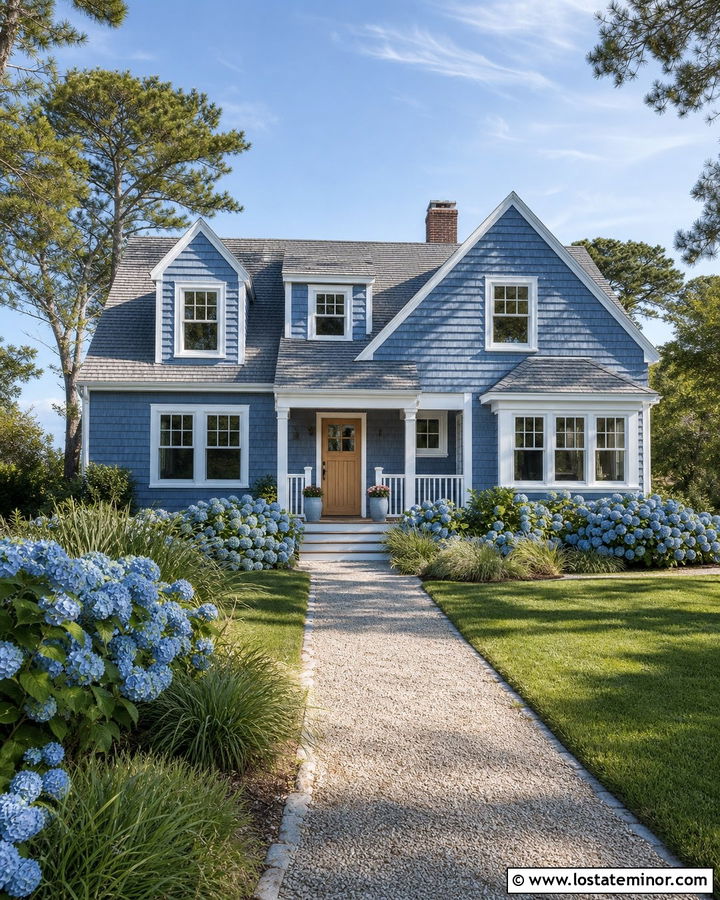 Denim Blue Coastal Cottage With Shingle Dormers - 30 Denim Blue House Design With Dormers Ideas