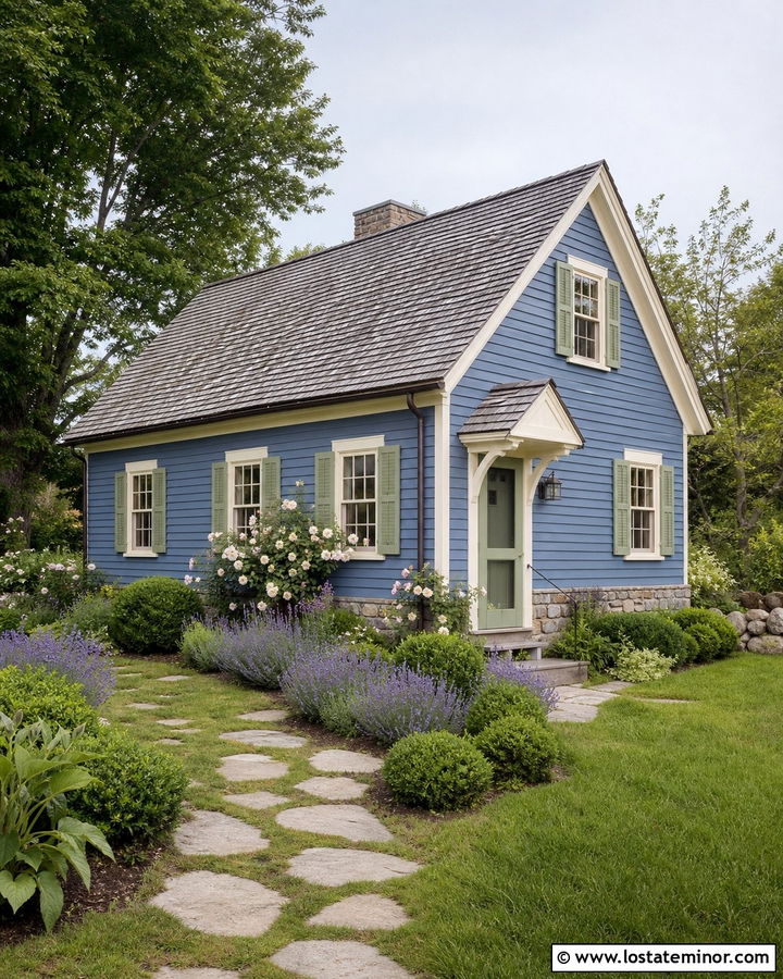 Denim Blue Cottage With Sage Green Screen Door - 30 Denim Blue House Design With Screen Door Ideas