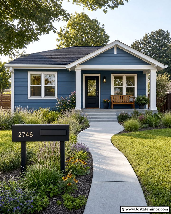 Denim Blue House With Address Mailbox - 30 Denim Blue House Design With House Numbers Ideas
