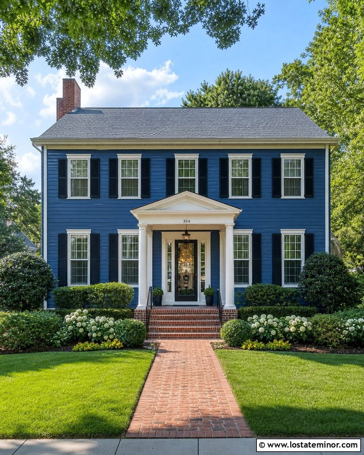 Denim Blue House With Black Storm Door - 30 Denim Blue House Design With Storm Door Ideas