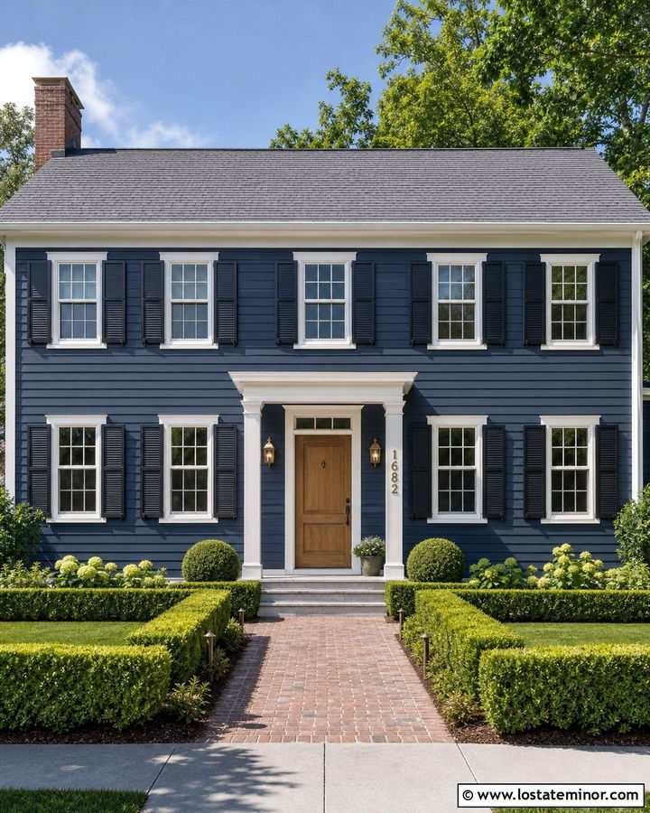 Denim Blue House With Brass House Numbers - 30 Denim Blue House Design With House Numbers Ideas