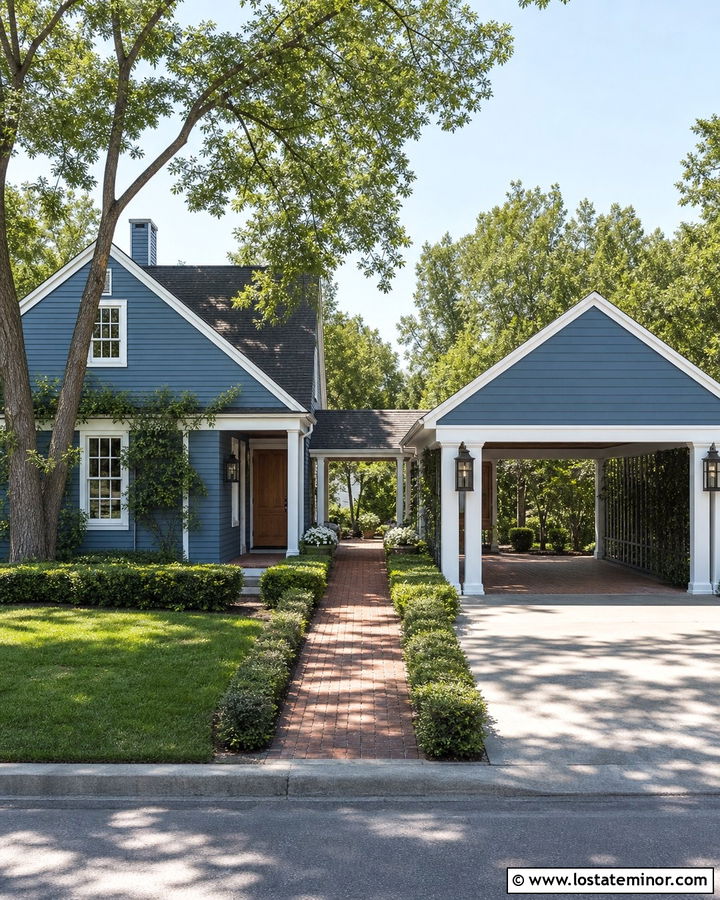 Denim Blue House With Carport Breezeway - 30 Denim Blue House Design With Carport Ideas