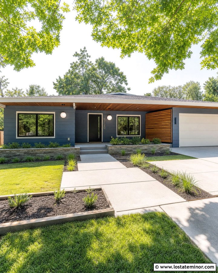 Denim Blue House With Cedar Slat Porch Ceiling - 30 Denim Blue House Design With Porch Ceiling Ideas
