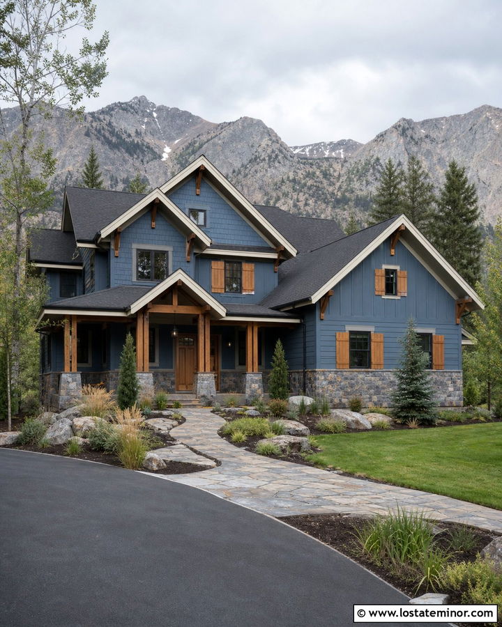 Denim Blue House With Cedar Trim - 30 Denim Blue House Design With Trim Ideas