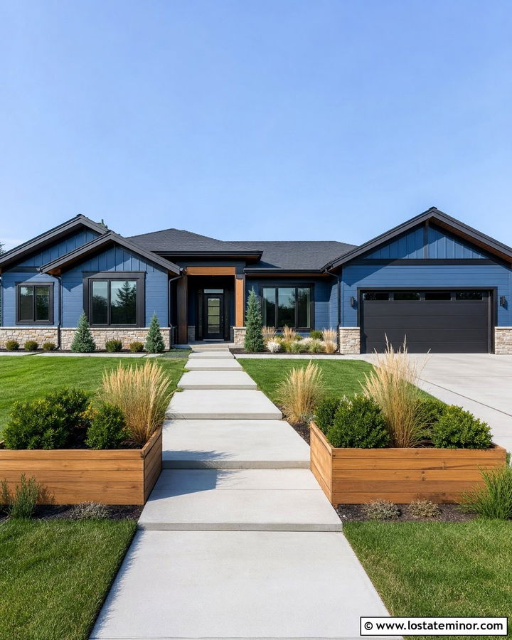 Denim Blue House With Charcoal Roof And Trim - 30 Denim Blue House Design With Accents Ideas