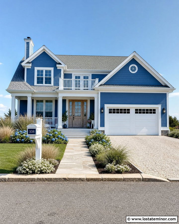 Denim Blue House With Coastal White Mailbox - 30 Denim Blue House Design With Mailbox Ideas