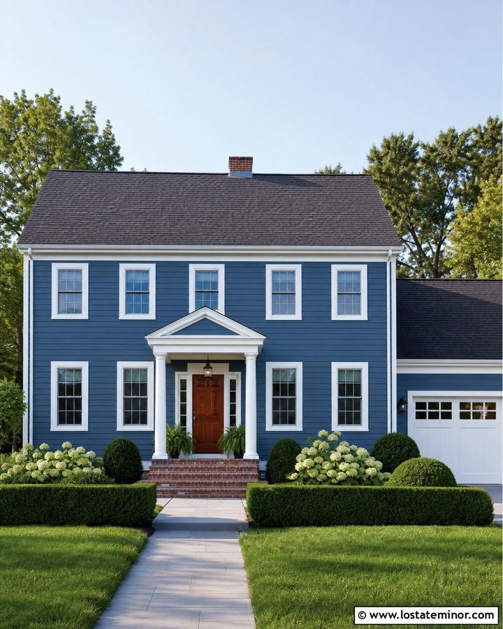 Denim Blue House With Crisp White Trim - 30 Denim Blue House Design With Trim Ideas