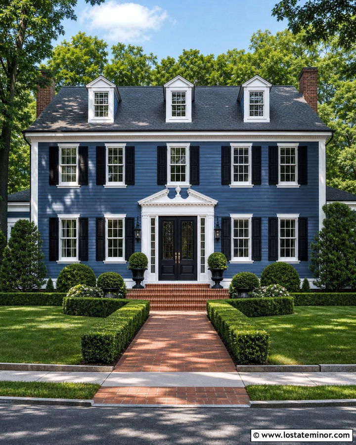 Denim Blue House With Double Storm Doors - 30 Denim Blue House Design With Storm Door Ideas